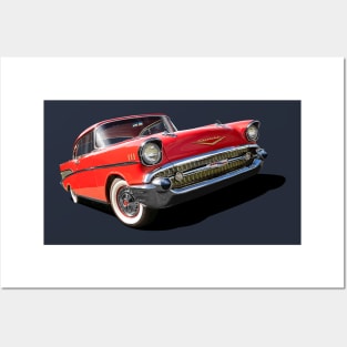 1957 chevrolet bel air in red Posters and Art